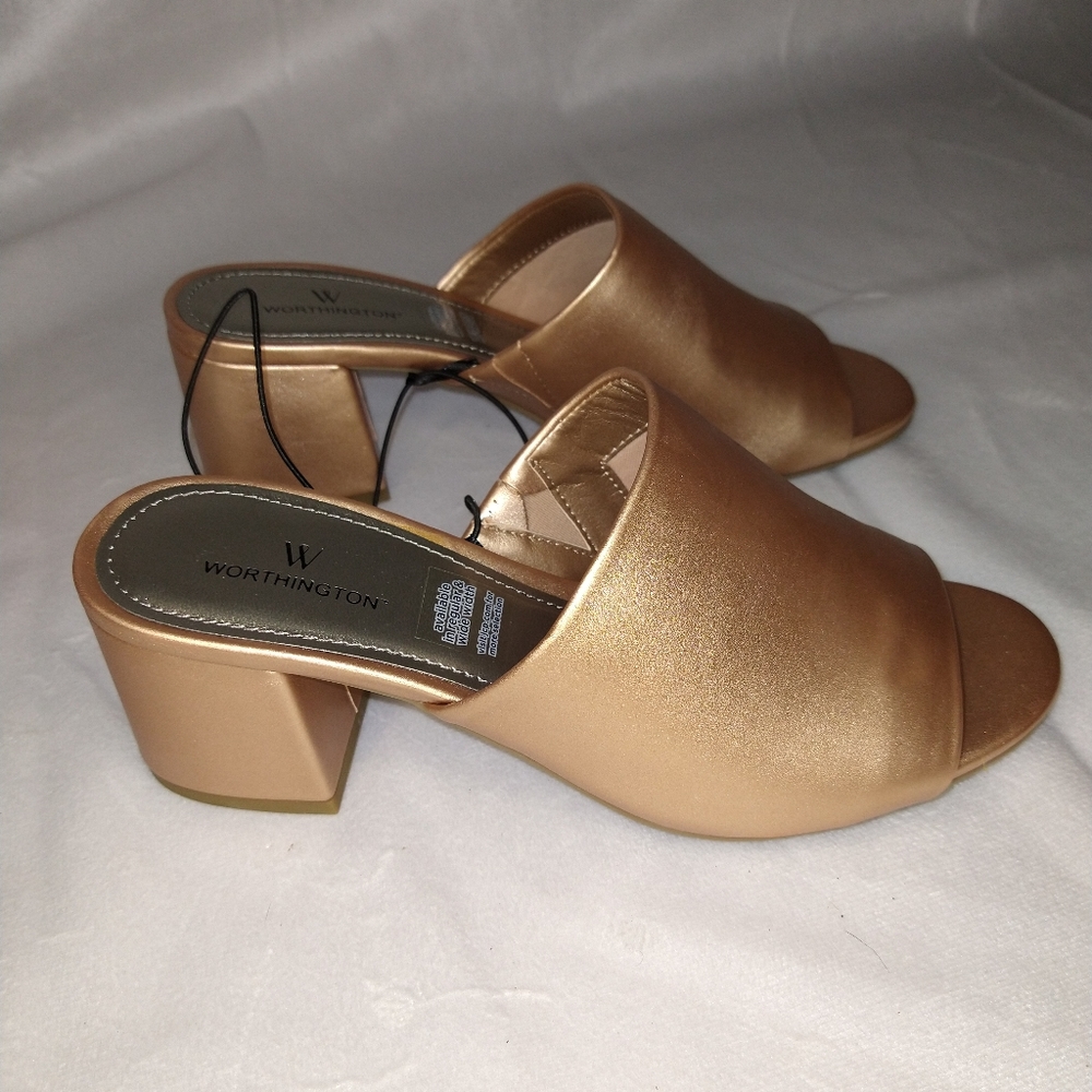 Women's Rose Gold Heeled Slides NEW